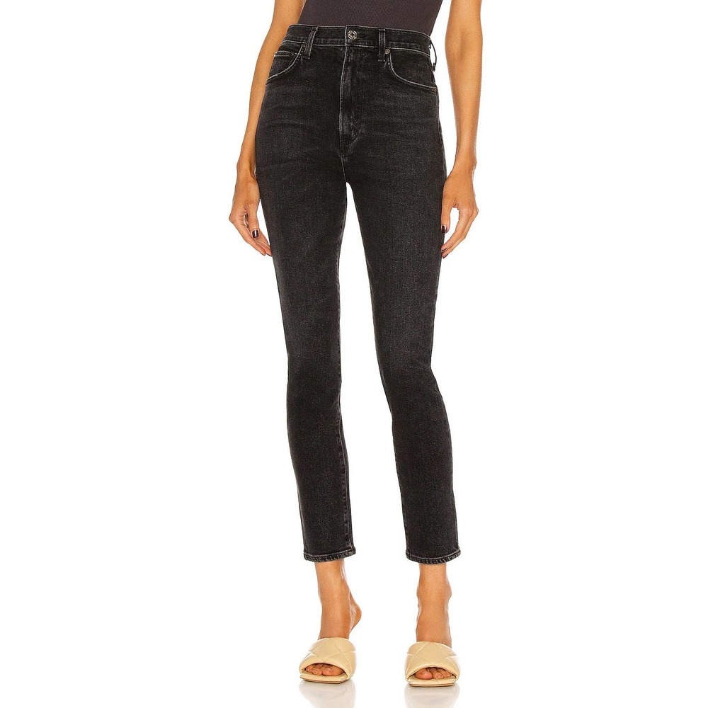Agolde High Rise Pinch Waist Skinny Jeans Hotline Black Womens 29